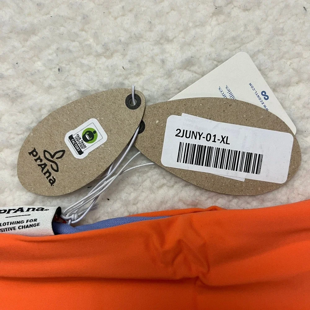 Prana Swim Bikini Bottom Womens XL Orange 1964841 Lahari Sun-Drenched Ruched NEW